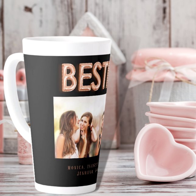 Friends besties black photo rose gold latte mug (Creator Uploaded)
