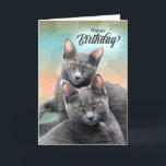 Friends Birthday Grey Cats for the Cat Lover Card<br><div class="desc">If you have a BFF or good friend who is a cat lover,  send this sweet birthday card featuring two grey kitties who are definitely buddies.</div>