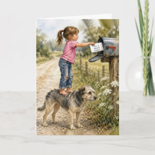 Friend's Birthday Little Girl Mailing a Letter Card