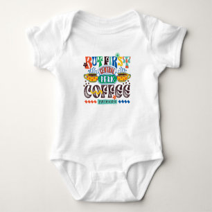 FRIENDS™   But First Coffee Vibrant Graphic Baby Bodysuit