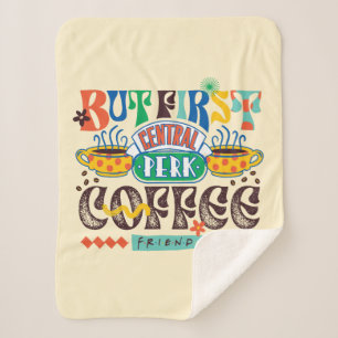 FRIENDS™ But First Coffee Vibrant Graphic Sherpa Blanket
