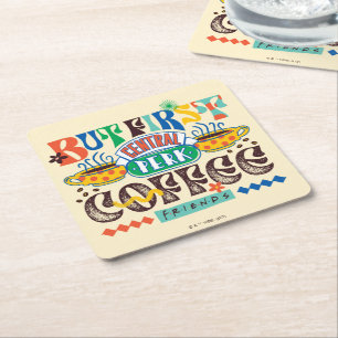 FRIENDS™   But First Coffee Vibrant Graphic Square Paper Coaster