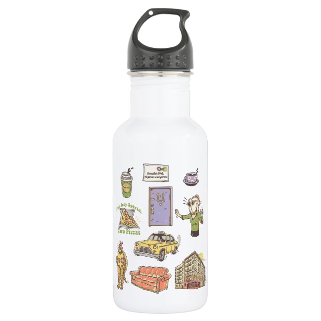 FRIENDS™ | Cartoon Icons Graphic 532 Ml Water Bottle (Front)