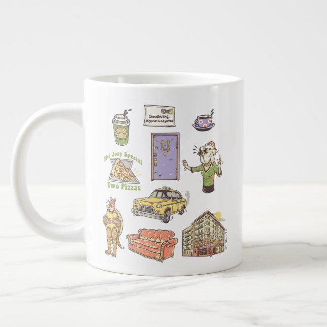 FRIENDS™ | Cartoon Icons Graphic Large Coffee Mug (Left)
