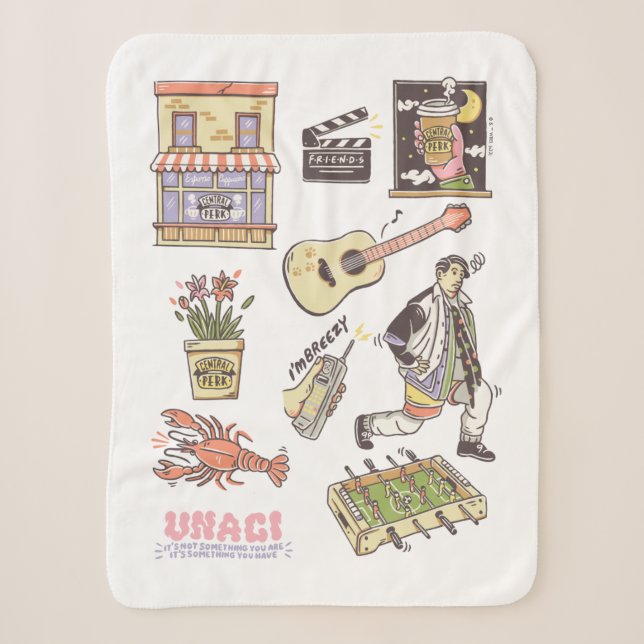 FRIENDS™ | Cartoon Icons Graphic Sherpa Blanket (Front)