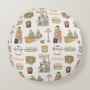 FRIENDS™   Cartoon Icons Round Pillow