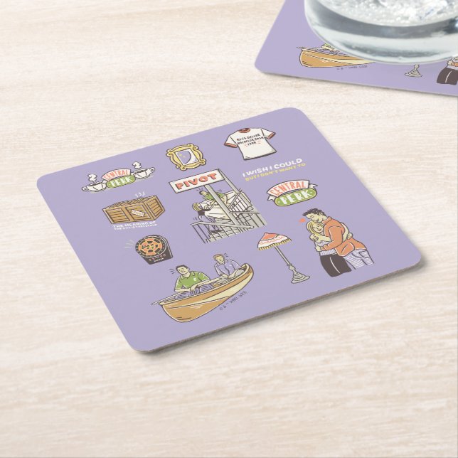 FRIENDS™ | Cartoon Icons Square Paper Coaster (Angled)