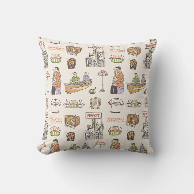 FRIENDS™ | Cartoon Icons Throw Pillow (Front)