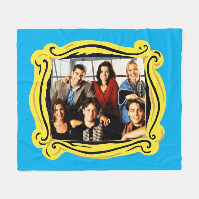 FRIENDS™ | Cast Sitting in Monica's Apartment Fleece Blanket (Front (Horizontal))