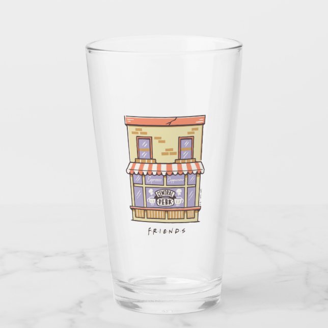 FRIENDS™ | Central Perk Cartoon Coffee Shop Glass (Front)