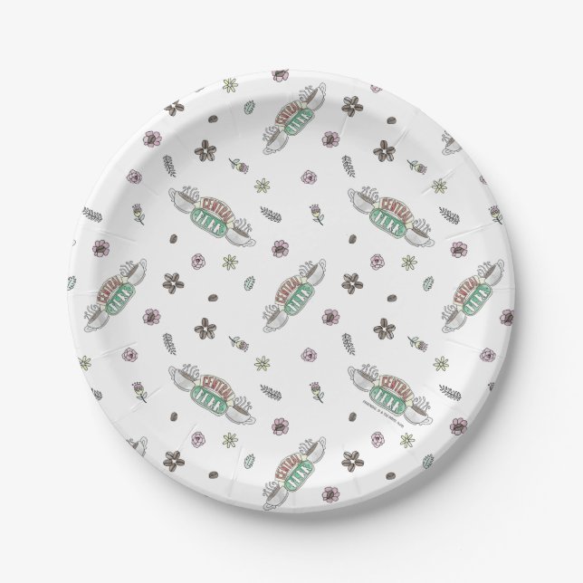 FRIENDS™ | Central Perk Coffee Watercolor Pattern Paper Plate (Front)