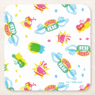 FRIENDS™ Central Perk Neon Pattern Square Paper Coaster