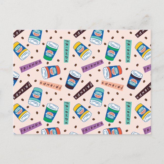 FRIENDS™ | Central Perk Vibrant Coffee Pattern Postcard (Front)