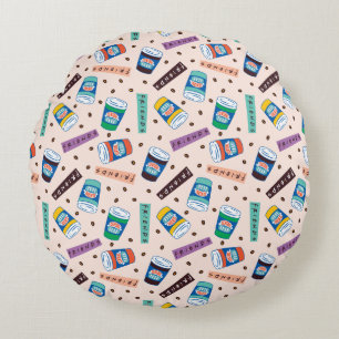 FRIENDS™   Central Perk Vibrant Coffee Pattern Round Pillow