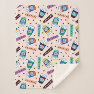 FRIENDS™   Central Perk Vibrant Coffee Pattern Sherpa Blanket