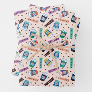 FRIENDS™   Central Perk Vibrant Coffee Pattern Wrapping Paper Sheet