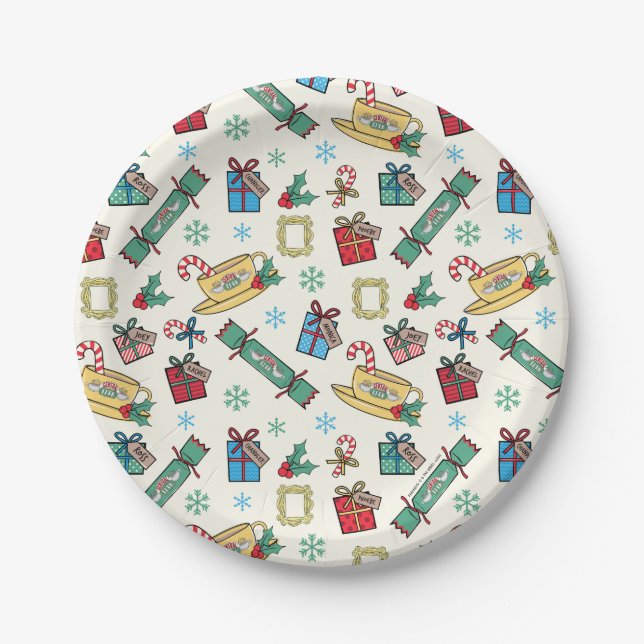 FRIENDS™ | Christmas Icon Pattern Paper Plate (Front)