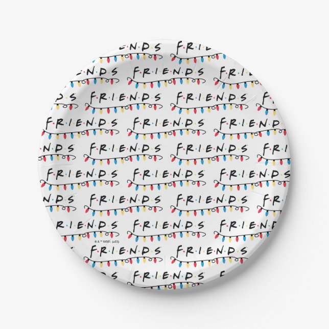 FRIENDS™ | Christmas Lights Logo Paper Plate (Front)