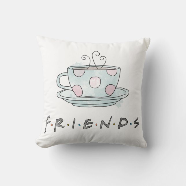FRIENDS™ | Coffee Mug Watercolor Throw Pillow (Front)