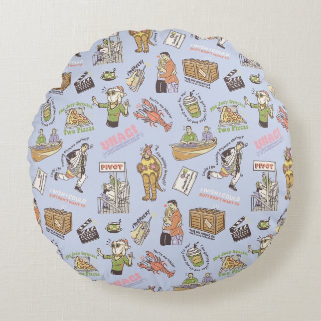 FRIENDS™ Colorful Cartoon Pattern Round Pillow (Front)