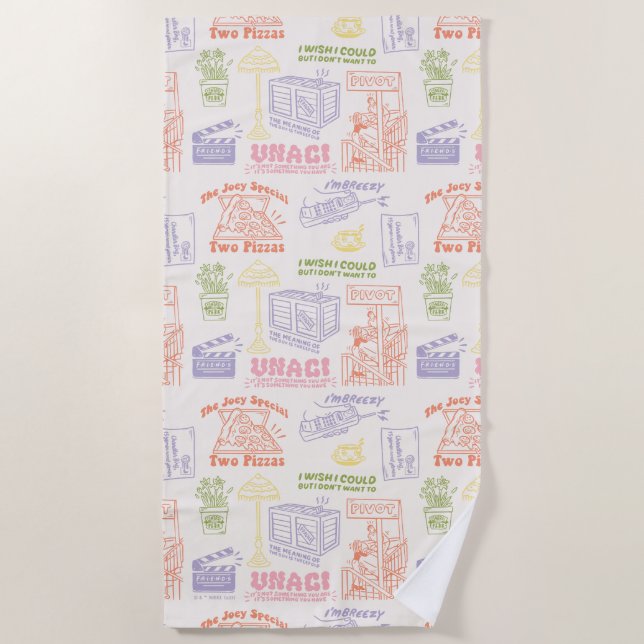FRIENDS™ Colorful Quotes Pattern Beach Towel (Front)