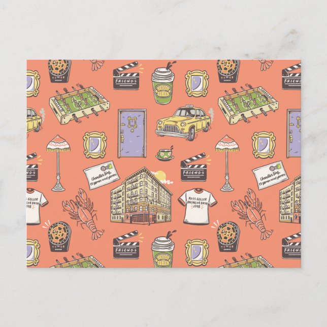 FRIENDS™ Colourful Icons Pattern Postcard (Front)