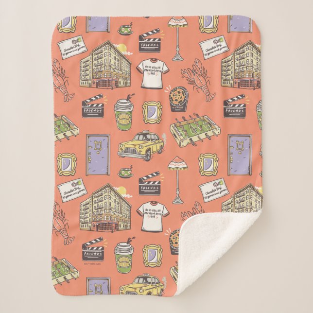 FRIENDS™ Colourful Icons Pattern Sherpa Blanket (Front)