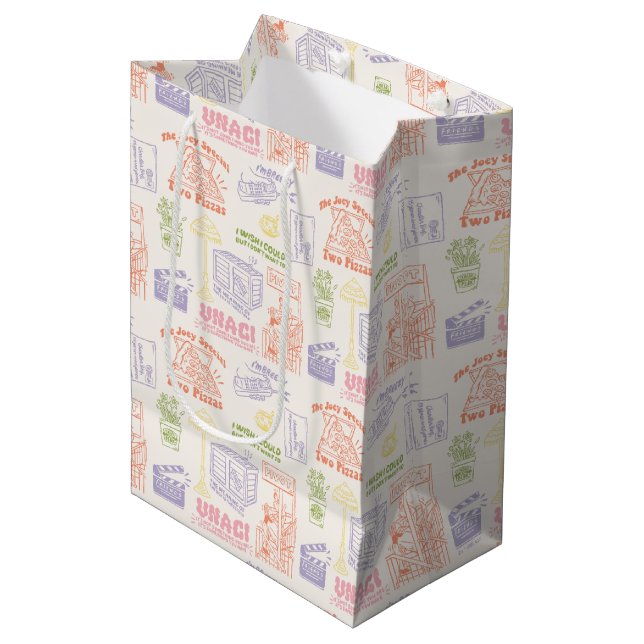 FRIENDS™ Colourful Quotes Pattern Medium Gift Bag (Front Angled)