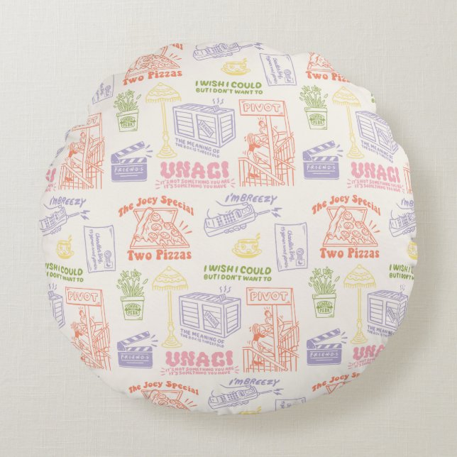FRIENDS™ Colourful Quotes Pattern Round Pillow (Front)
