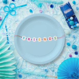 Friends cute friendship bracelet blue Valentine's Paper Plate