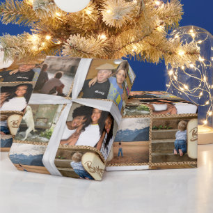 Friends DIY 6 photo collage jute country BFF Wrapping Paper