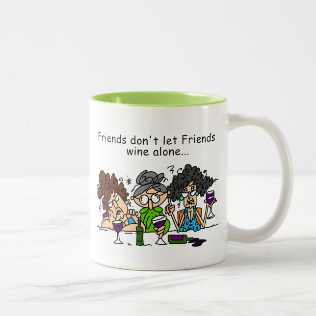 Friends Don't Let Friends Wine Alone Two-Tone Coffee Mug (Right)
