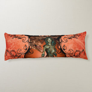 Friends, dragon with fighter in a decorative frame body pillow