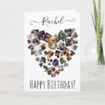Friends Family Photo Heart Collage Happy Birthday Card<br><div class="desc">This cute and fun happy birthday card is perfect for any sentimental woman. It features 38 photos arranged in the shape of a heart and features a personalized message in handwritten signature script typography on top of a white background. It's modern, sweet, elegant, girly, and playful; the perfect design to...</div>