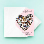 Friends Family Photo Heart Collage Happy Birthday Card<br><div class="desc">This cute and fun happy birthday card is perfect for any sentimental woman. It features 38 photos arranged in the shape of a heart and features a personalized message in handwritten signature script typography on top of a blush pink background. It's modern, sweet, elegant, girly, and playful; the perfect design...</div>