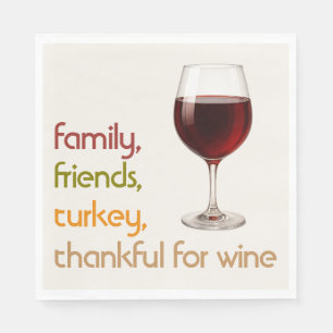 Friends Food Turkey and Wine Modern Thanksgiving Napkin