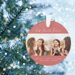 Friends for life photo brown red names keepsake ornament<br><div class="desc">A gift for your best friend(s) for birthdays,  Christmas or a special event. Text: Friends for Life,  written with a trendy hand lettered style script. Personalize and use your own photo and names. A trendy brown red coloured background.</div>