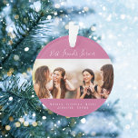 Friends for life photo dark pink names keepsake ornament<br><div class="desc">A gift for your best friend(s) for birthdays,  Christmas or a special event. Text: Friends for Life,  written with a trendy hand lettered style script. Personalize and use your own photo and names. A trendy dark pink coloured background.</div>