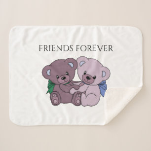'FRIENDS FOREVER' bear sherpa soft blanket. Sherpa Blanket