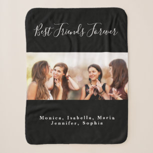 Friends forever BFF black photo names Sherpa Blanket