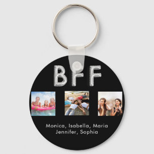 Friends forever BFF photo names black silver Keychain