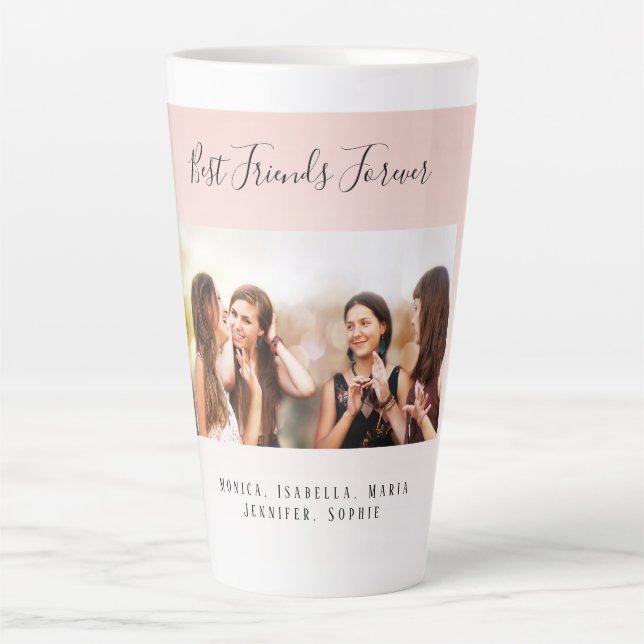 Friends forever blush pink photo latte mug (Front)