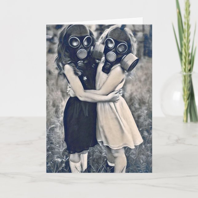 FRIENDS FOREVER GAS MASK BESTIES GREETING CARD (Front)