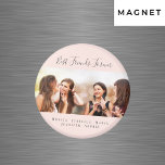 Friends forever photo pink girls magnet<br><div class="desc">A gift for your best friend(s) for birthday favour,  Christmas or a special event. Grey text: Best Friends Forever,  written with a trendy hand lettered style script. Personalize and use your own photo and names. A chic blush pink,  rose gold coloured background.</div>