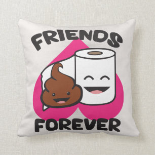 Friends Forever - Poop and Toilet Paper Roll Throw Pillow