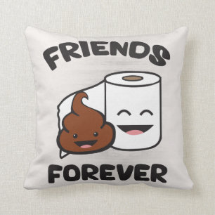 Friends Forever - Poop and Toilet Paper Roll Throw Pillow