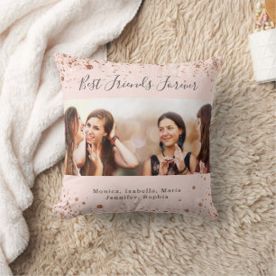 Friends forever rose gold blush photo throw pillow