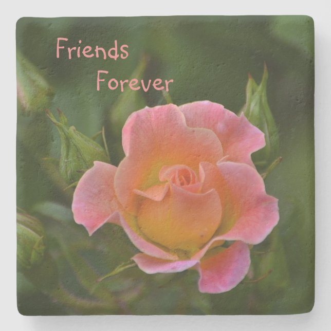 Friends Forever Rose Stone Coaster (Front)