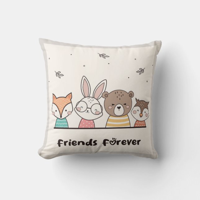 Friends Forever Throw Pillow (Front)