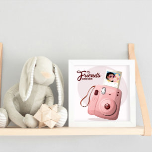 Friends Forever with Pink Instant Camera & Photo Poster
